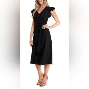*2 for $25* CeCe Black Cotton Flutter sleeve dress
